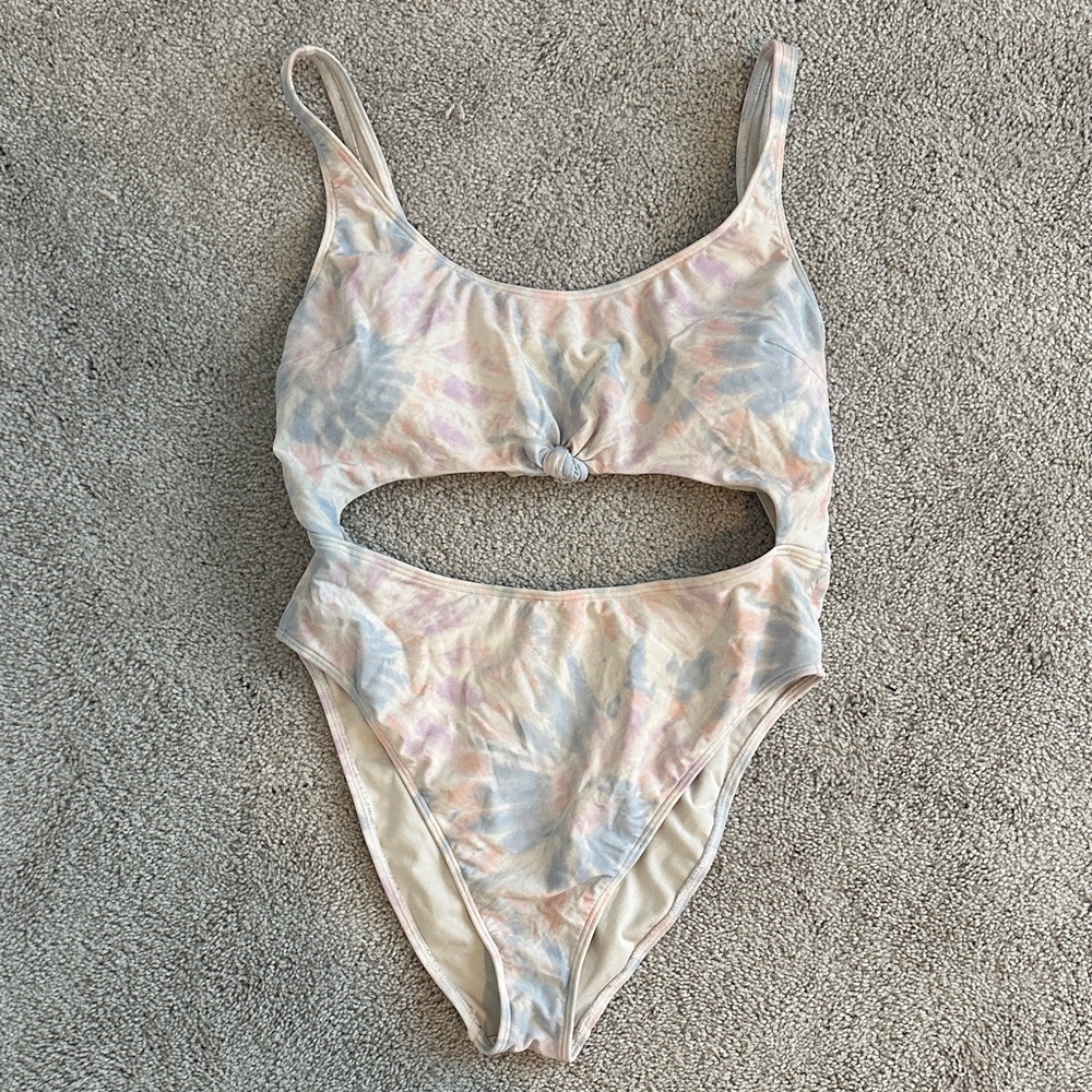 Hollister Pastel Tie-Dye Cutout One-Piece Swimsuit XL